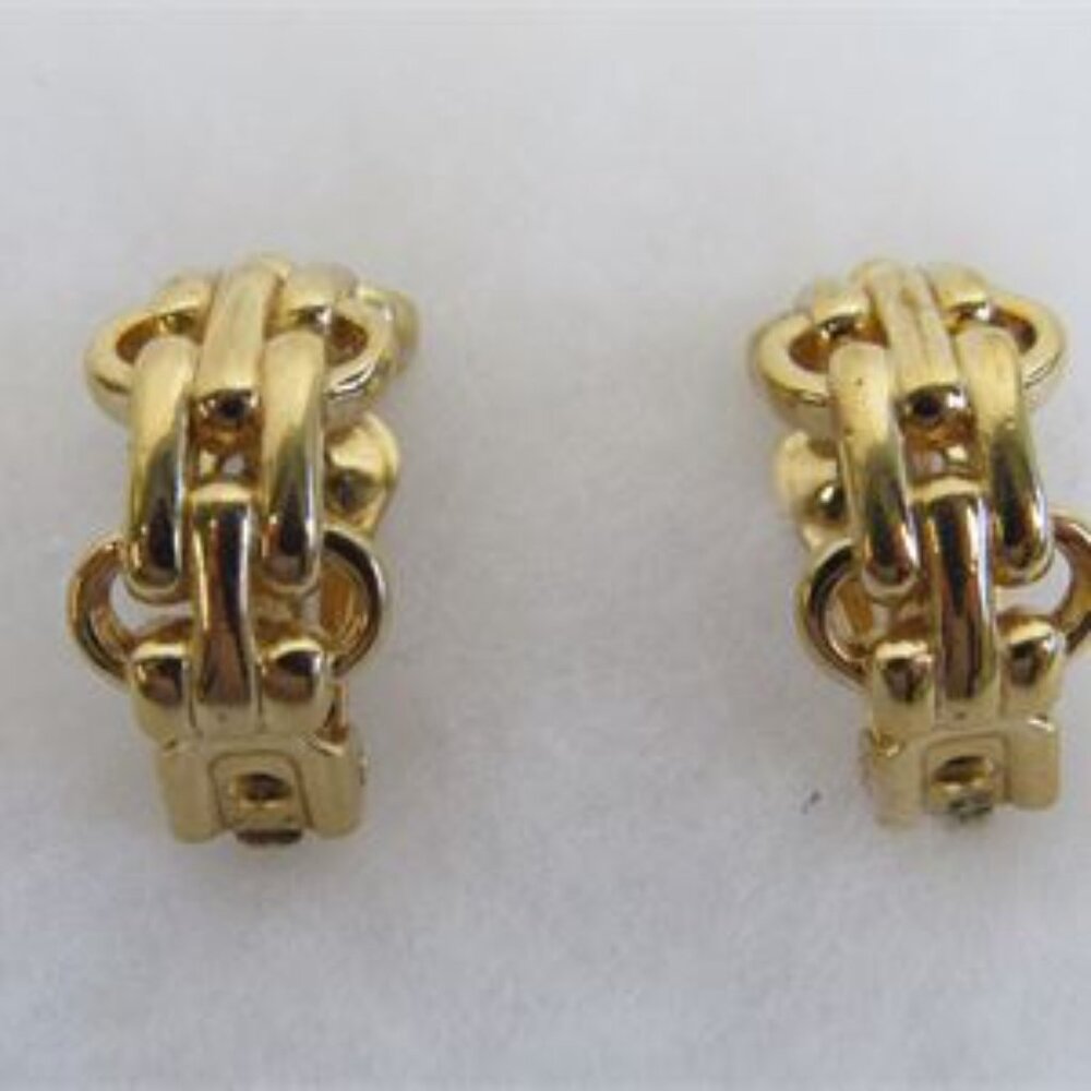Christian Dior Gold Tone Half Hoop Earrings - Picture 6 of 8